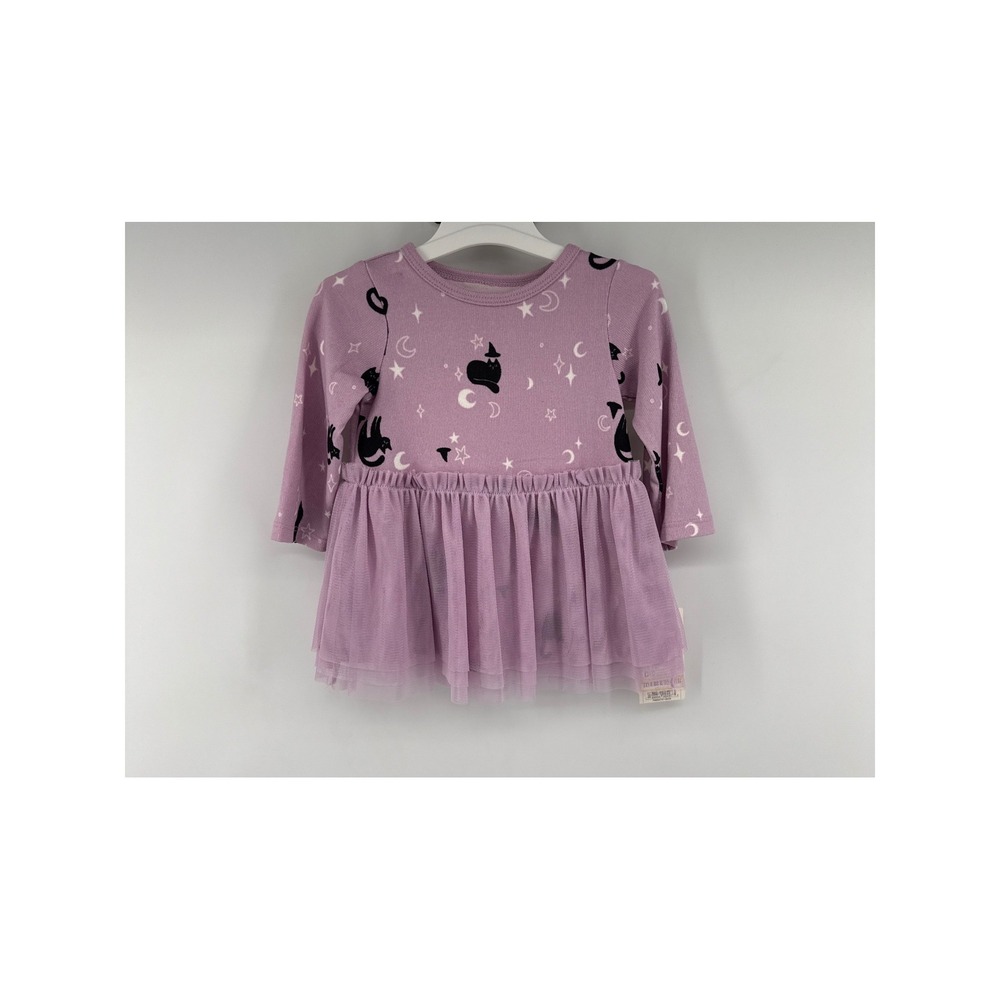 Cat & Jack Baby Girls Purple Halloween Cat Witch Hat Tulle Tutu Dress 3-6M NWT